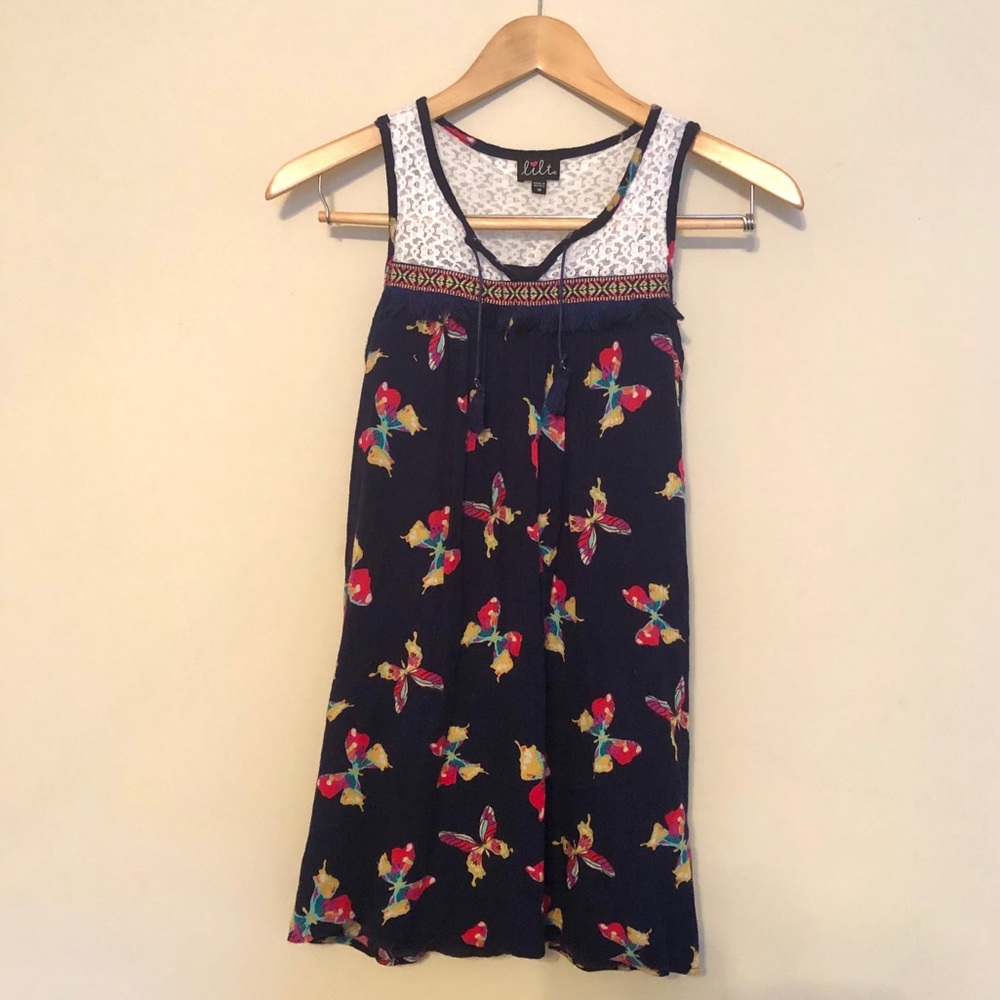 Lilt boho butterfly print dress lace tie girls 10